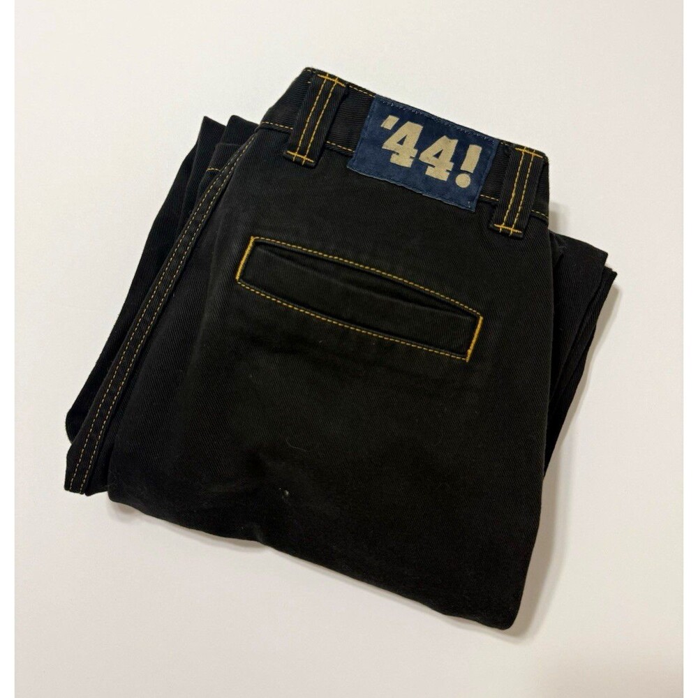 Polar Skate Co 44 Pants Black Gold Stitch Wide Straight Leg Mens Fits 34x28